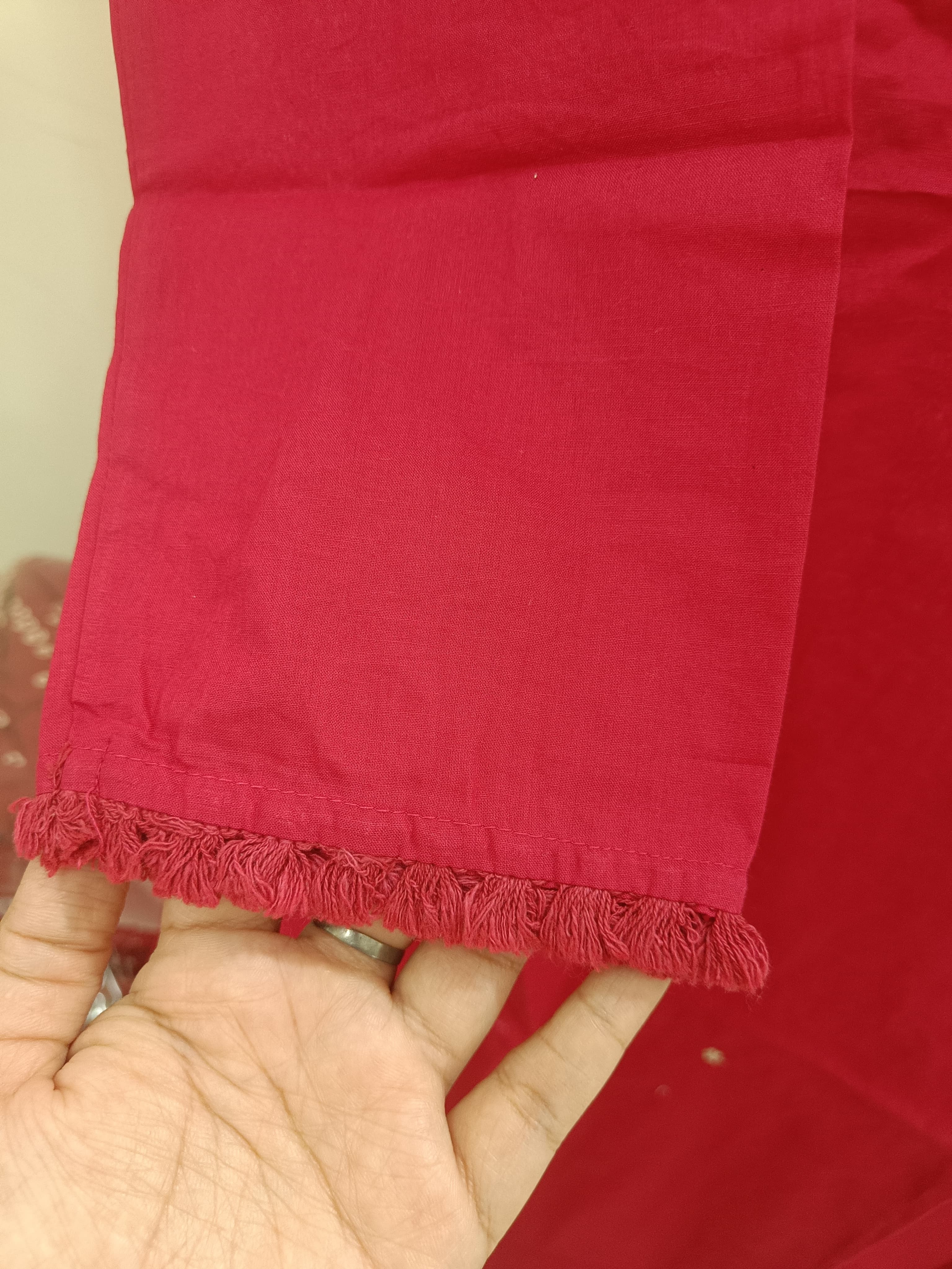 Hot Pink A-line with Embroidered Yoke and Pockets  thumbnail 5